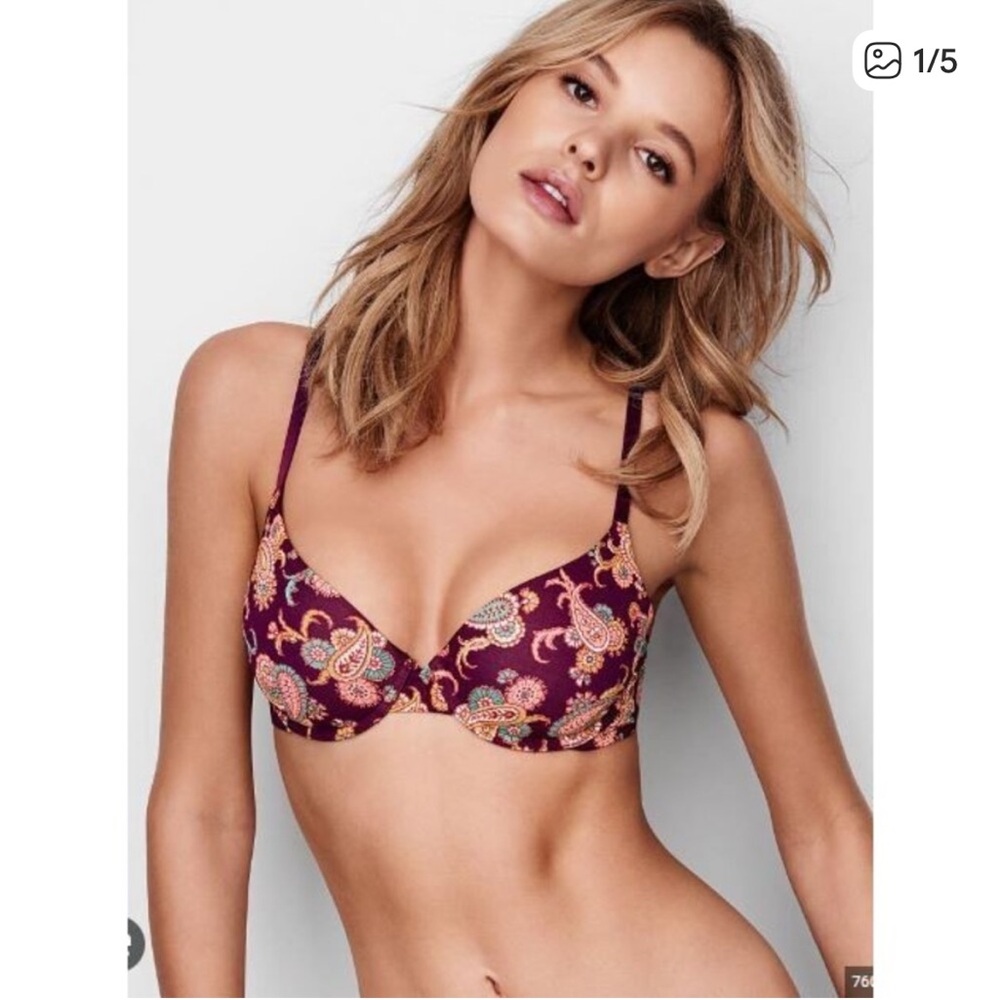 Victoria's Secret Perfect Shape Floral Paisley Bra in Deep Burgundy